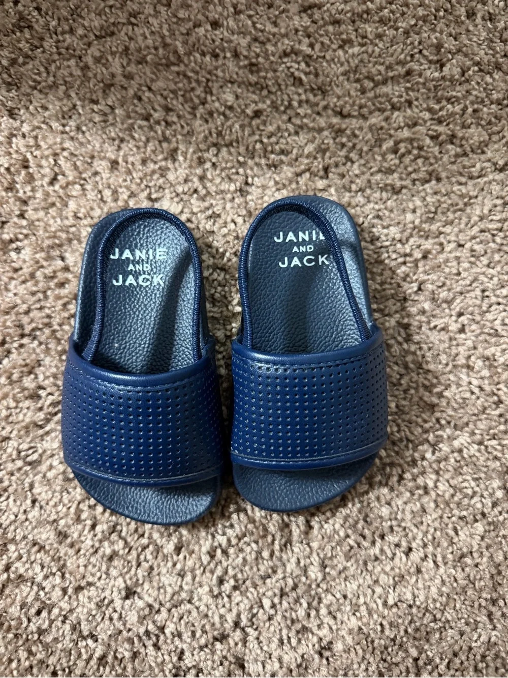 Janie and Jack Boys Blue Perforated Slide Sandals